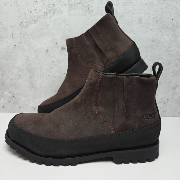 Bogs Casper Mid Coffee Leather Boots Men's Size 8.5 Waterproof w/ Box - Picture 2 of 11